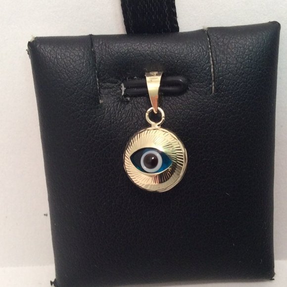 Men's/Women's 14k  Real Gold EVIL EYE Luck Charm .7gr - Picture 1 of 6